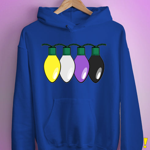 Nonbinary Pride Christmas Lights Hoodie - Royal Blue